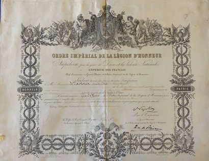 null Ordre de la Légion d'honneur, Second Empire, brevet de grand officier entièrement...
