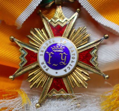 null Espagne - Ordre d'Isabelle la Catholique, ensemble de grand-croix comprenant...