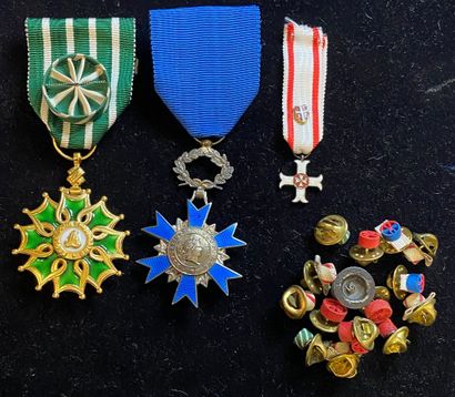 null Lot of three: order of Arts and Letters, jewel of officer in gilt and enamel,...