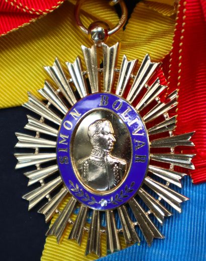 null Venezuela - Ordre du Libérateur, bijou de grand-croix en vermeil et émail, centre...