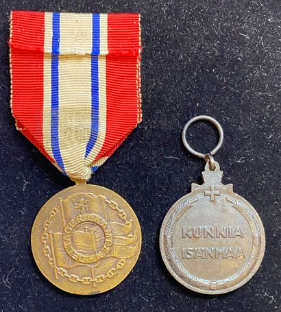 null Norvège - Médaille de la Participation 1940-1945 dite de Narvik en bronze patiné,...
