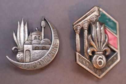 null Légion étrangère - 6e régiment étranger d'infanterie, 2 insignes : type II (Drago...