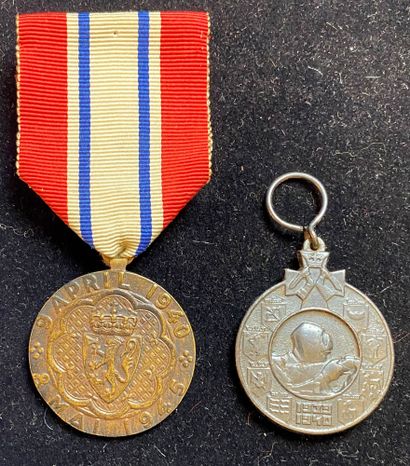 null Norvège - Médaille de la Participation 1940-1945 dite de Narvik en bronze patiné,...