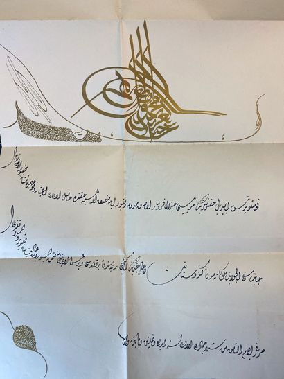 null Turquie - Ordre du Médjidié, fondé en 1852, grand diplôme entièrement calligraphié...
