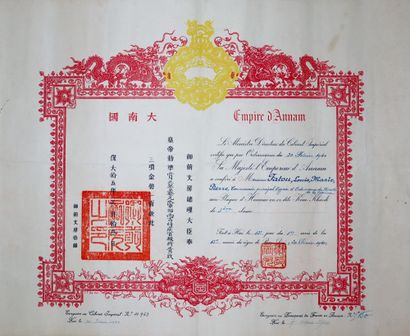 null Annam - Order of the Kim Khanh, bilingual patent in the name of "Fatou, Louis,...