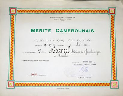 null Cameroun - Ordre du Mérite camerounais, bijou de grand cordon uniface en vermeil,...