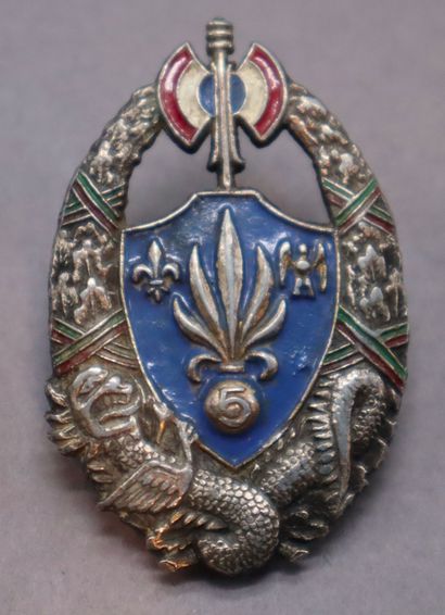 null Légion étrangère - 5e régiment étranger d'infanterie, insigne type I, 1940-1944,...