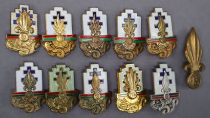 null Légion étrangère - 13e demi-brigade de la Légion étrangère, 11 insignes : variantes...