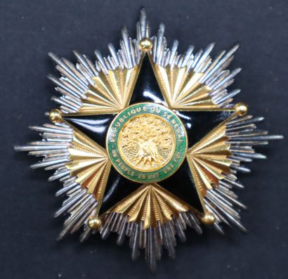 null Sénégal - Ordre du Mérite, plaque de grand officier en bronze argenté doré et...