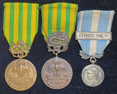 null Guerre d'Indochine, lot de trois médailles : deux médailles commémoratives du...