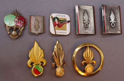 null Légion étrangère - Insignes généraux, 8 insignes : dépôt commun des régiments...