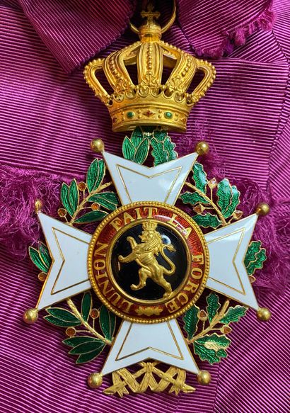 null Belgique - Ordre de Léopold, ensemble de grand-croix à titre civil de fabrication...