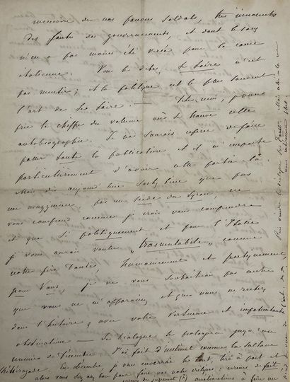 null AGOULT (Marie de Flavigny, comtesse d ). Lettre autographe signée [au patriote...