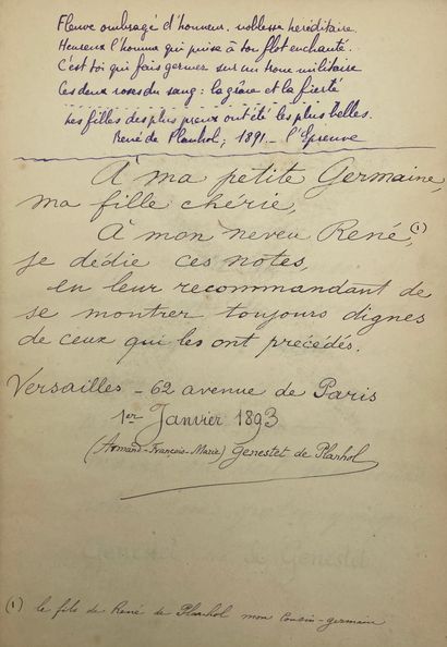 null GENESTET DE PLANHOL (Armand-François-Marie). Manuscrit intitulé « Généalogie...