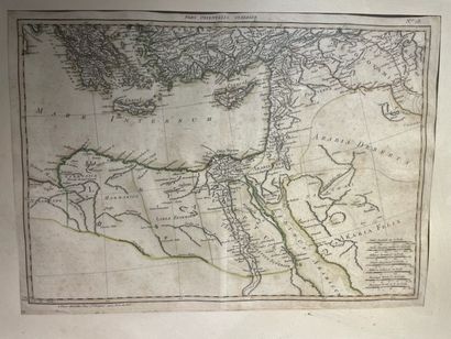 null Cartes de géographie. Neuf gravures encadrées, époque XVIIIème siècle