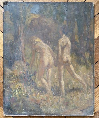 null 
MODERN SCHOOL AROUND 1900.




Adam and Eve in the Garden of Eden.




Oil...
