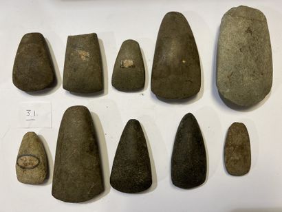 null Lot including ten polished axes_x000D_.

Grey stone. Two are incomplete.

France,...
