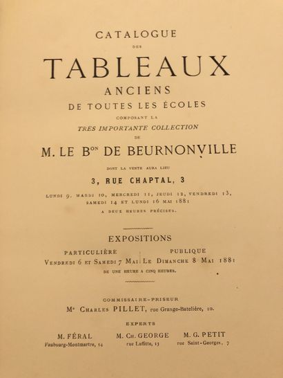  [Collection of Baron de Beurnonville]. 
Catalog...