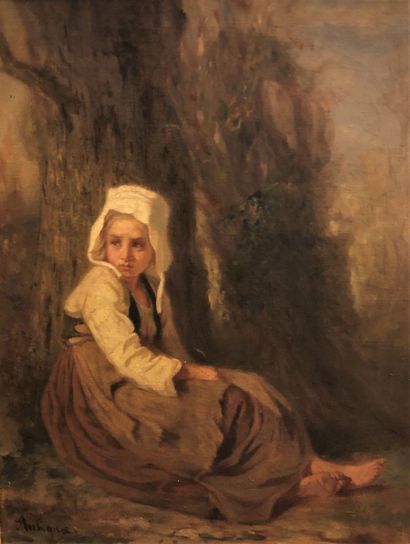 null Alexandre ANTIGNA (1817-1878)_x000D_ "Girl with a bonnet

"Young girl with a...