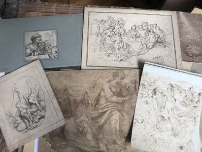  Lot of 6 old drawings (XVIIIth-XIXth century)....