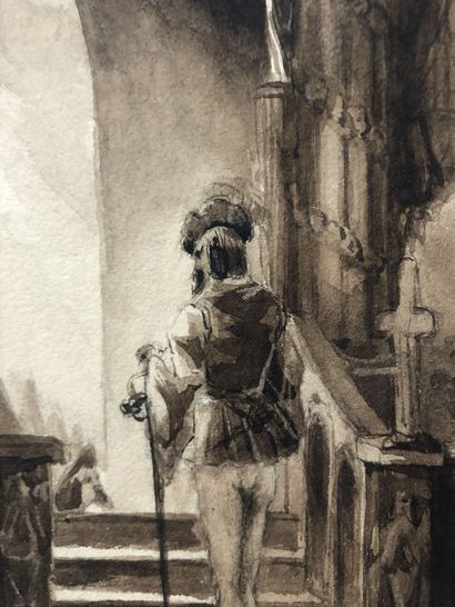 null 
Ecole française du XIXe siècle




Scène troubadour : aristocrate quittant...