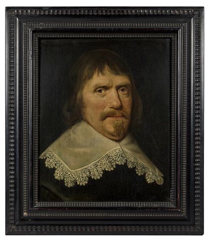 ÉCOLE FLAMANDE du début du XVIIe siècle Portrait d'homme à la collerette blanche
Huile...