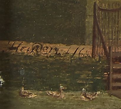 École HOLLANDAISE du XVIIIe siècle The walk
Oil on panel, parquet.
22 x 27,5 cm
Apocryphal...