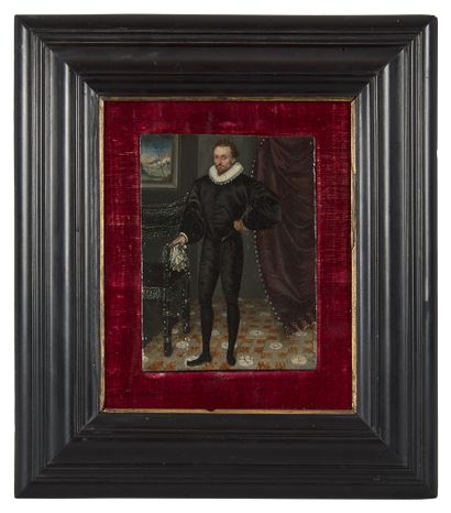 Ecole anglaise vers 1600 Portrait d'un amiral
Huile sur cuivre.
12,7 x 9,4 cm
Provenance...