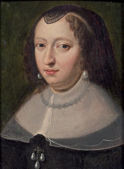 Atelier d'Augustin QUESNEL (1595-1661) Portrait of Anne of Austria
Oil on panel.
Annotated...