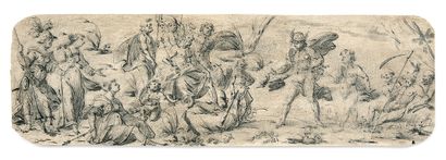 ÉCOLE ALLEMANDE vers 1600 Mercury coming to render accounts to Jupiter
Pen and black...