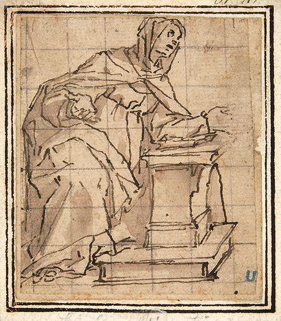 Lazzaro TAVARONE (Gênes, 1556 - 1641) Virgin of the Annunciation
Pen and brown ink.
Put...