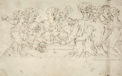 Suiveur de Niccolò DELL' ABBATE (Modène, 1509/1512 - Fontainebleau, 1571) Figures...
