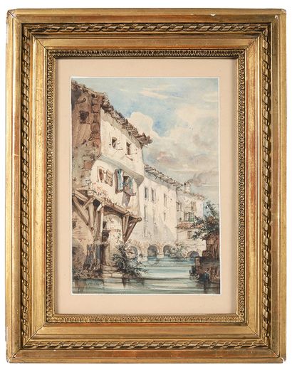 Anatole CRAPELET (Auxerre, 1822 - Marseille, 1867) Vue présumée d'Annecy
Aquarelle...