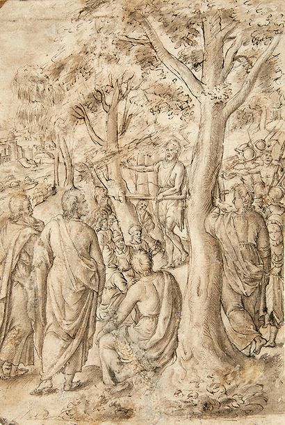 Ecole Flamande vers 1600 Saint John the Baptist preaching
Pen and brown ink, brown...