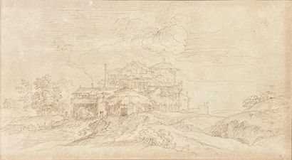 Ecole italienne du XVIIe siècle Paysage avec une maison et un moulin
Plume et encre...