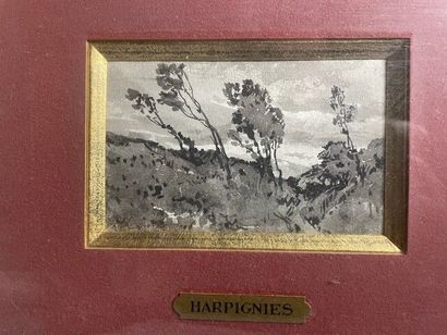 null Henri-Joseph HARPAGNIES (1819-1916) : 

"Paysages".

Trois petits dessins à...