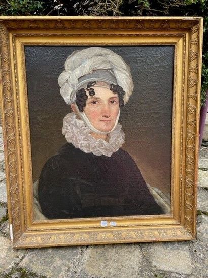 null École française XIXe siècle. 

Portrait de femme au turban.

Huile sur toile....