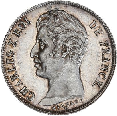 null CHARLES X (1824-1830) 1 franc. 1830. Paris. Tranche striée.
Sa tête nue à gauche.
R/...