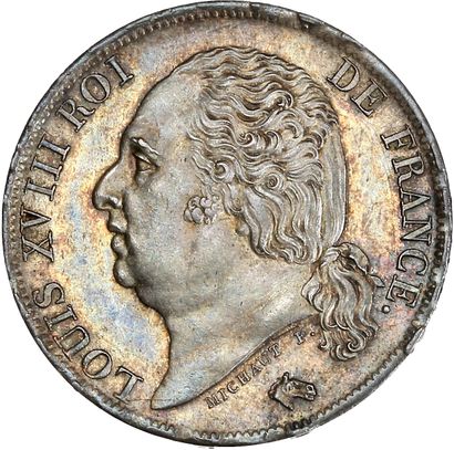 null LOUIS XVIII (1815-1824)
Un franc. 1818. Paris.
Sa tête nue à gauche.
R/ Écu...
