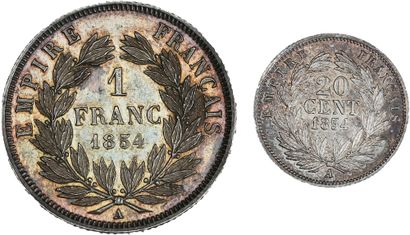 null SECOND EMPIRE (1852-1870) 1 franc Napoléon III, tête nue. 1854. Paris.
20 centimes...