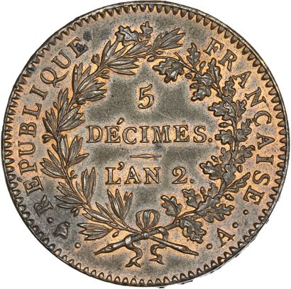 null CONVENTION (1792-1795) 5 décimes. 1793. Type fontaine d'Isis.
2 sols. 1791....