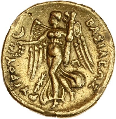 null ROIS d'ÉPIRE : Pyrrhus (295-272 av. J.-C.)
Drachme d'or. 4,69 g.
Tête d'Artémis...