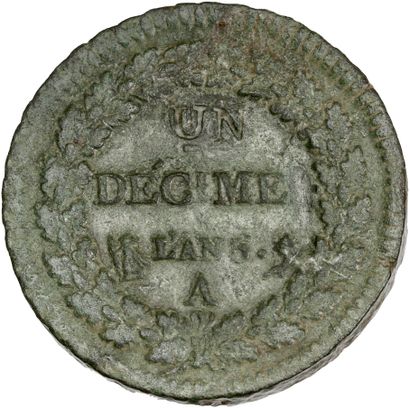 null DIRECTOIRE (1795-1799)
Un décime. Modification du 2 décimes : 2 exemplaires....