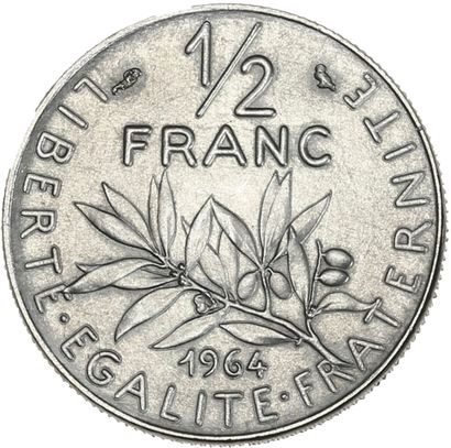 null CINQUIÈME RÉPUBLIQUE Demi franc Semeuse. 1964. Pré-série. Nickel. Tranche striée....