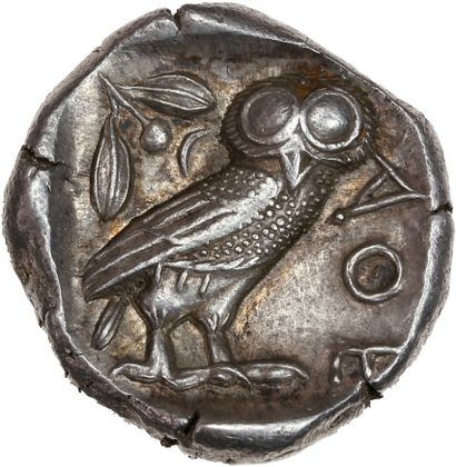 null ATTIQUE, Athènes
Tétradrachme (454-404 av. J.-C.). 17,24 g.
Tête d'Athéna à...
