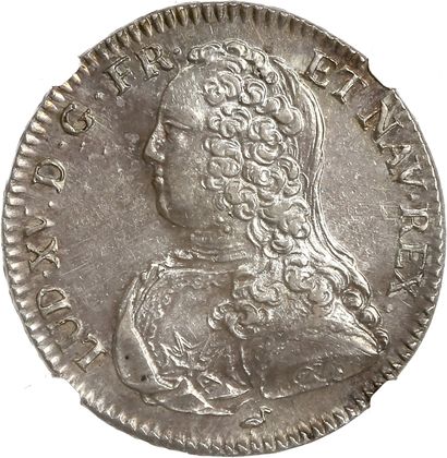 null LOUIS XV (1715-1774)
Demi écu aux rameaux d'olivier. 1729. Bourges.
Buste nu...