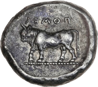 null LUCANIE, Posidonia
Statère (470-445 av. J.-C.). 8,07 g.
Poséison marchant à...