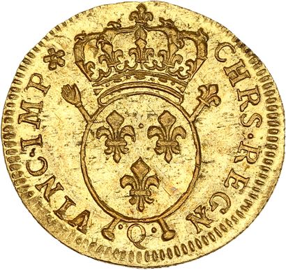 null LOUIS XV (1715-1774)
Louis d'or aux insignes. 1716. Perpignan. Réf. 8,17 g.
Buste...