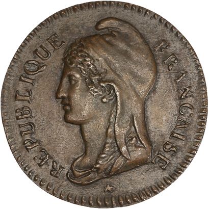 null CONVENTION (1792-1795) 25 centimes. An 3. Essai. Cuivre.
Buste de la République....