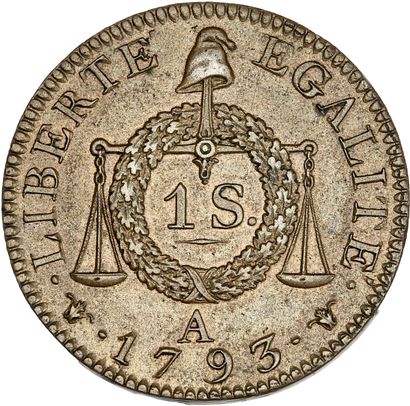 null CONVENTION (1792-1795)
Sol à la Balance Française. 1793. Paris. Prototype. Métal...